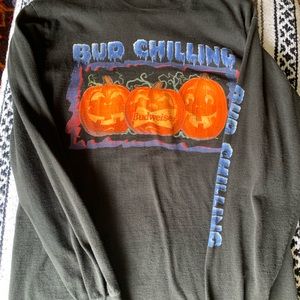 Vintage 1995 Budweiser Halloween Pumpkin Long Sleeve Graphic Shirt - Medium
